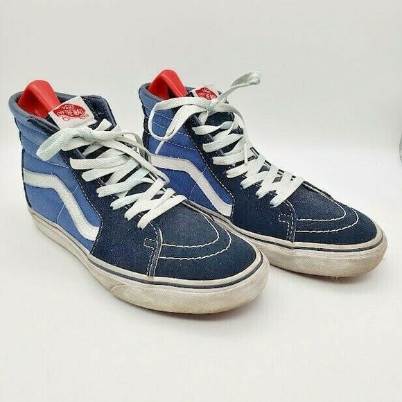 VANS Unisex Old Skool Sk8 Hi Suede Sneakers (Blue, Size Men's 7/ Womens 8.5) - Picture 3 of 8